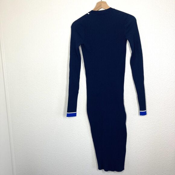 La Ligne New York Dress S Navy Blue Colorblock Ribbed Knit Bodycon Long Sleeve - Picture 12 of 16